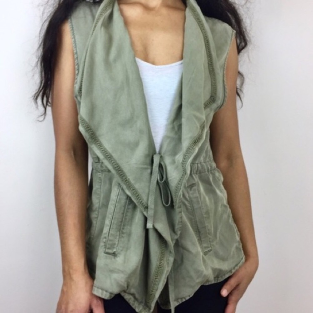 Max jeans drape vest with drawstring waist